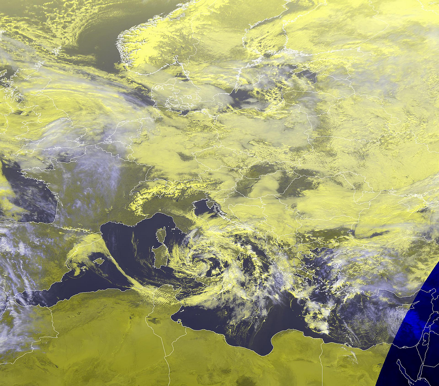 MSG SEVIRI Day HRVClouds RGB -- 15 February 2025, 11:30 UTC