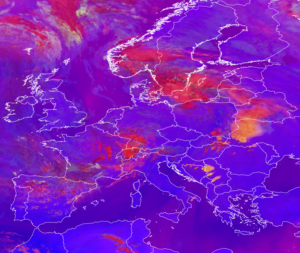 MSG SEVIRI Severe Storms RGB -- 22 June 2024, 13:30 UTC